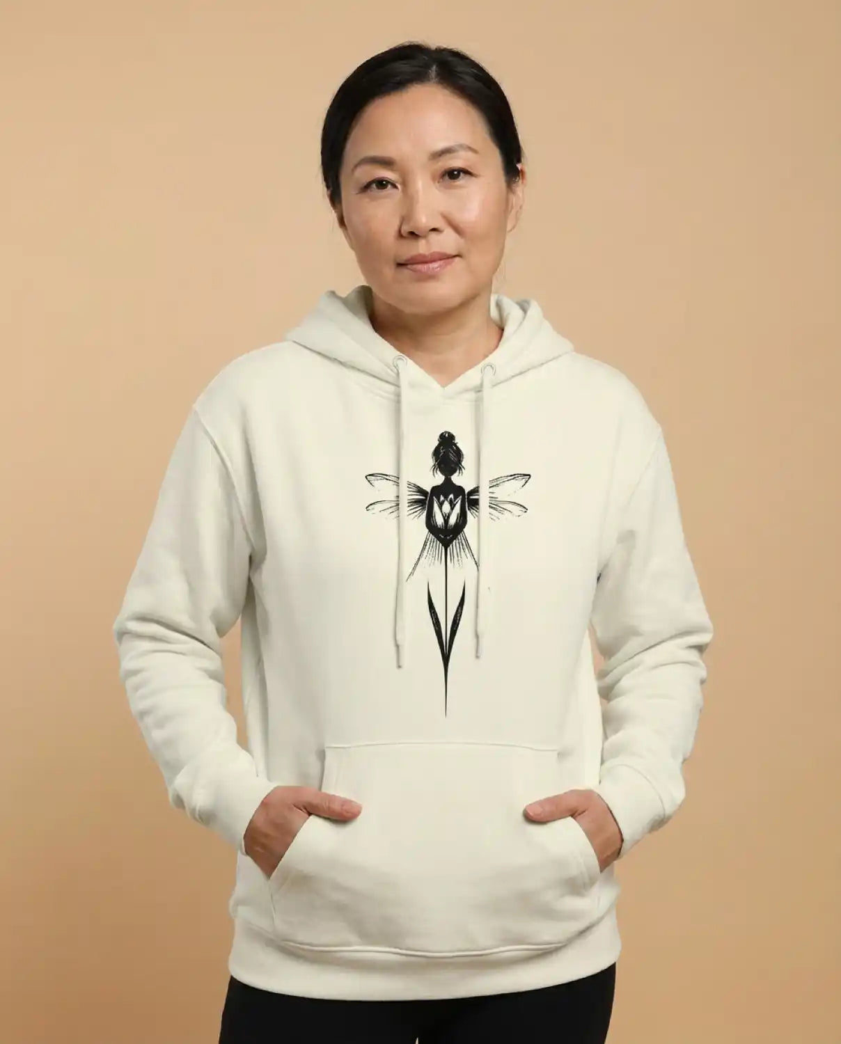 Angel Heart Graphic Hoodie – Minimal Art White Pullover