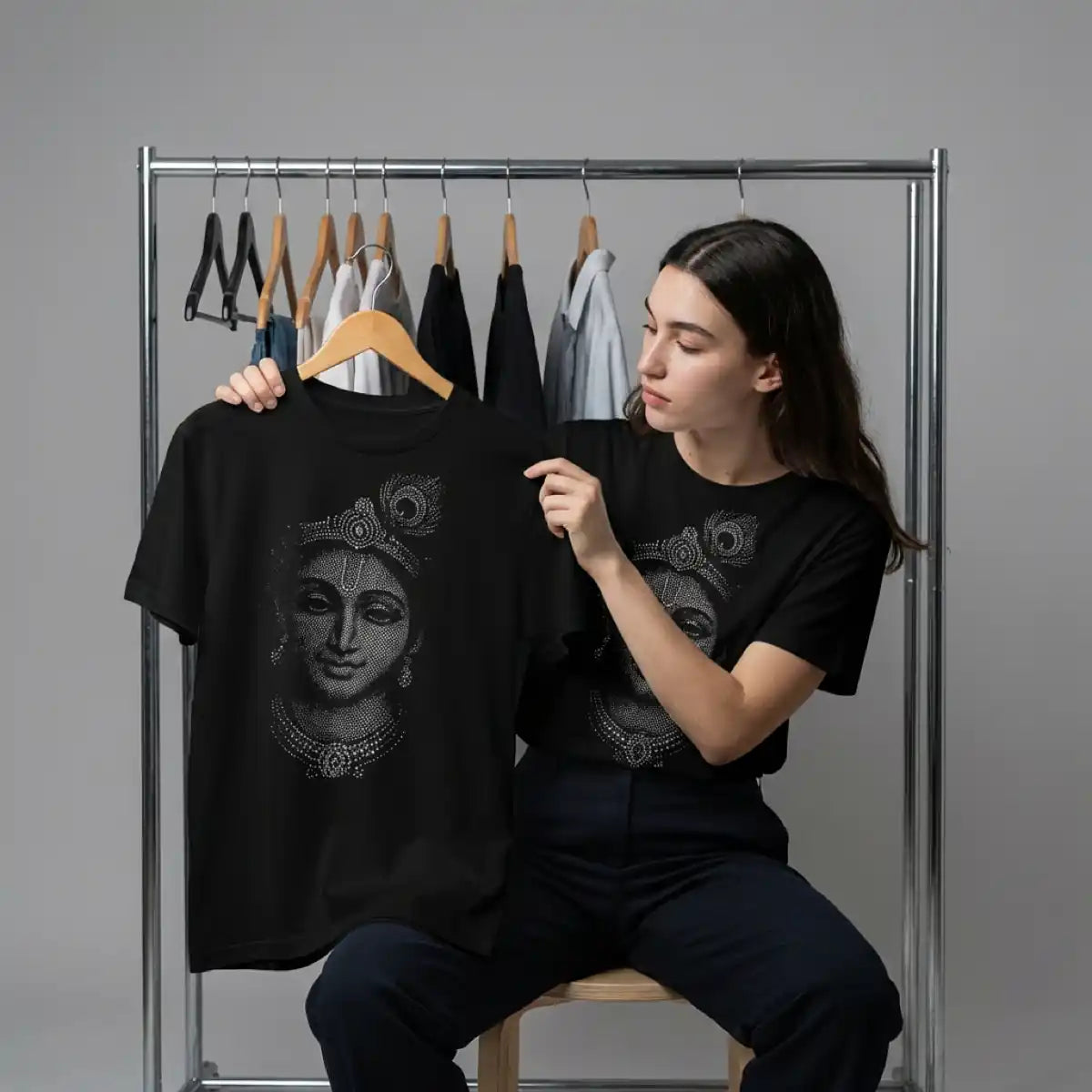 Krishna Divine Portrait Graphic Tee – Premium Oversized Fit