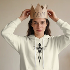 Angel Heart Graphic Hoodie – Minimal Art White Pullover