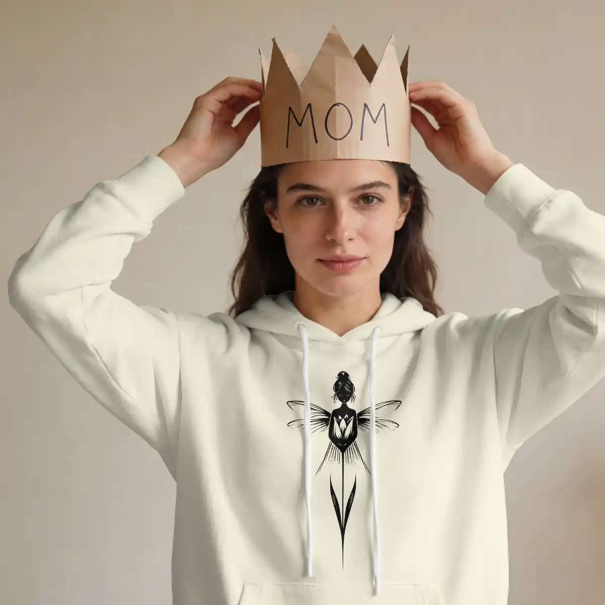 Angel Heart Graphic Hoodie – Minimal Art White Pullover