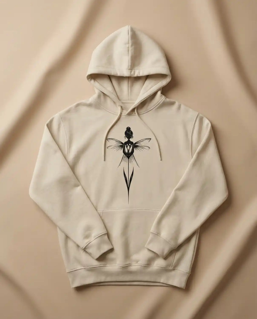 Angel Heart Graphic Hoodie – Minimal Art White Pullover