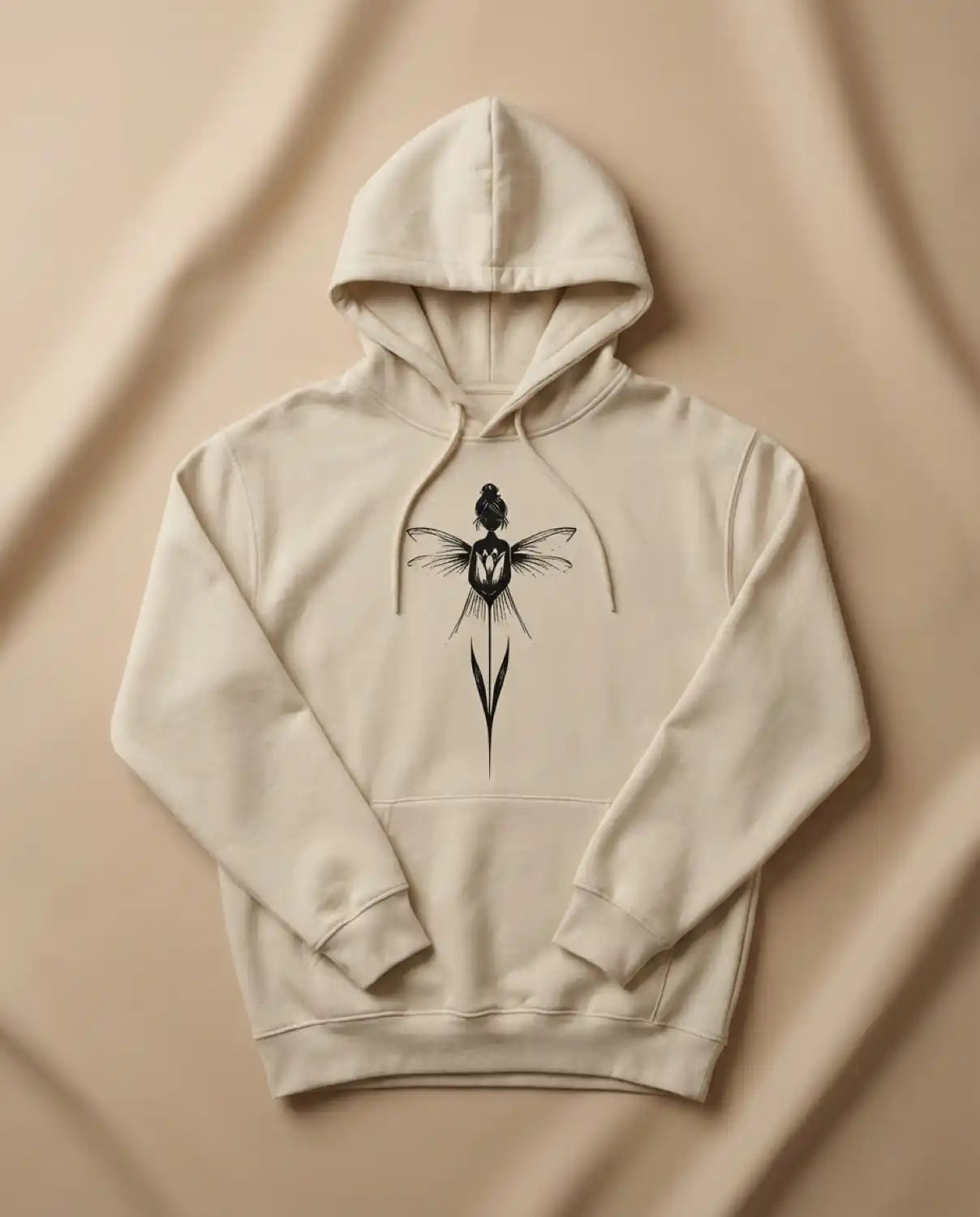 Angel Heart Graphic Hoodie – Minimal Art White Pullover