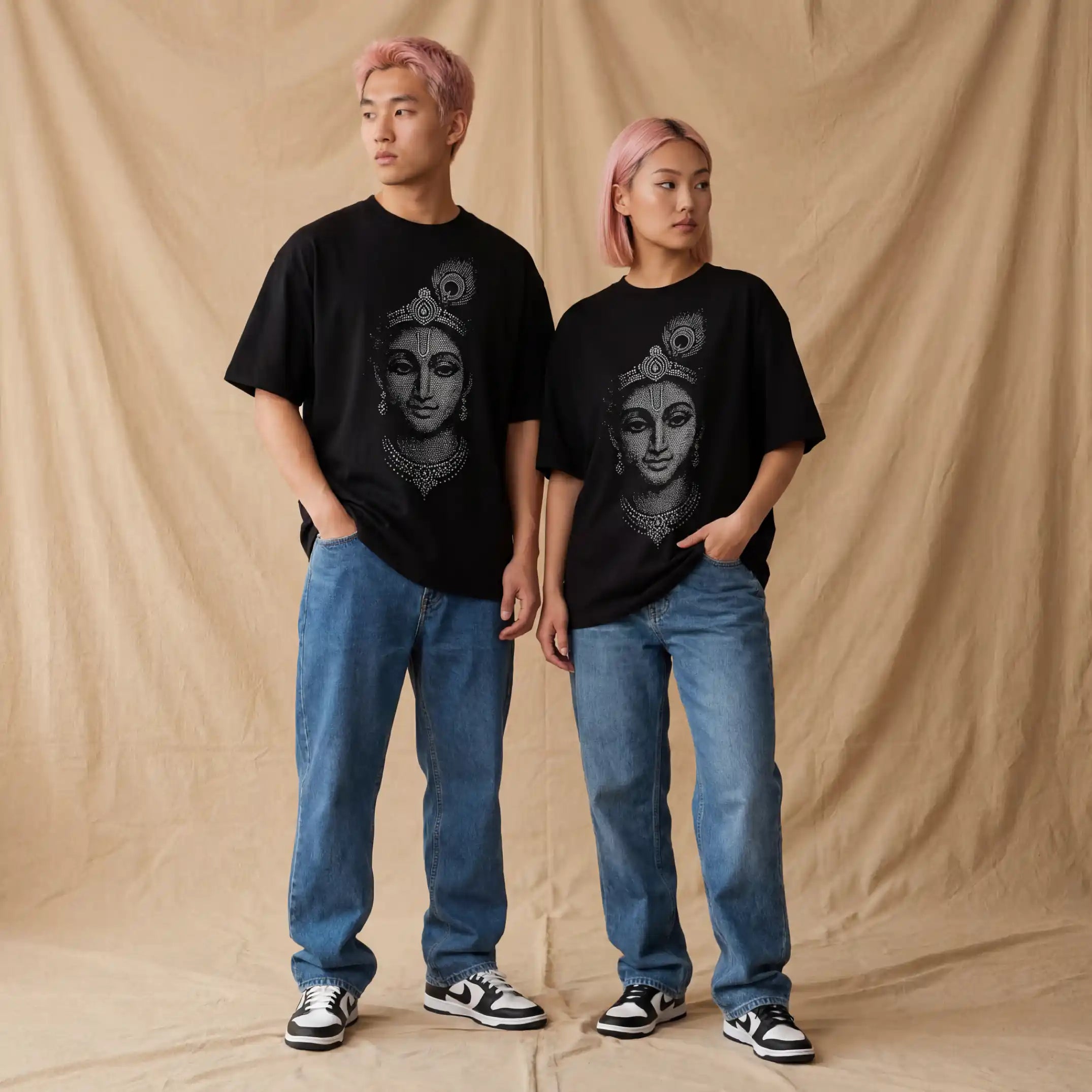 Krishna Divine Portrait Graphic Tee – Premium Oversized Fit