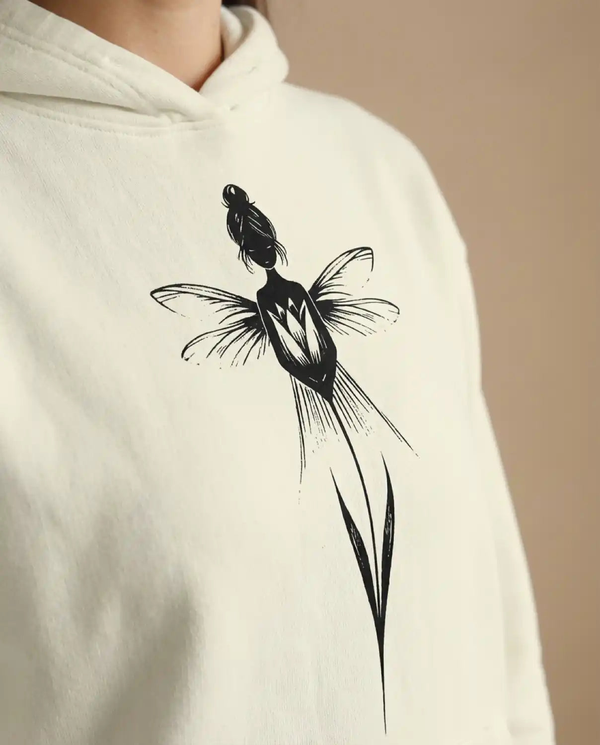 Angel Heart Graphic Hoodie – Minimal Art White Pullover