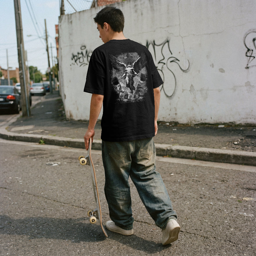 Shadow Reaper Graphic Oversized T-Shirt – Black Streetwear Tee